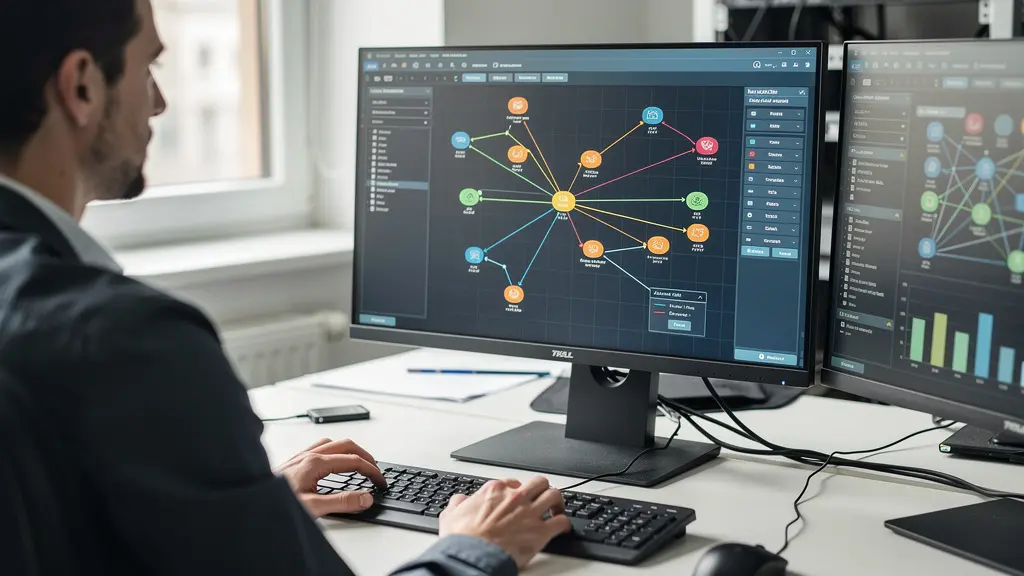 Administrateur réseau configurant des règles de sécurité firewall sur son poste de travail